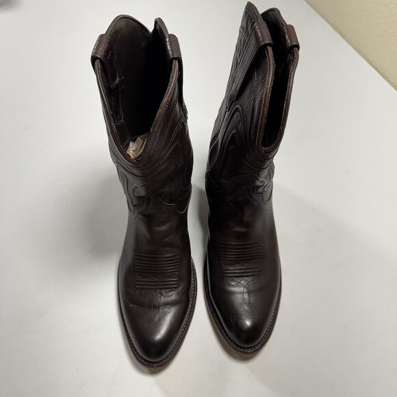 Tecovas The Cartwright Men’s Cowboy Boot Dark Brown Leather Size 12D Western EUC